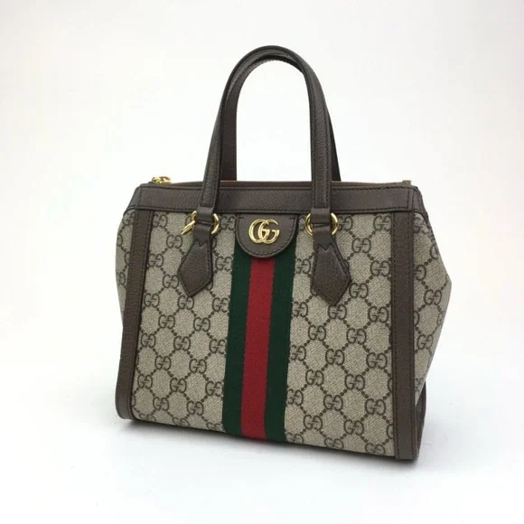 Gucci Beige and Brown Satchel with Red and Green Stripe - Picture 3 of 15